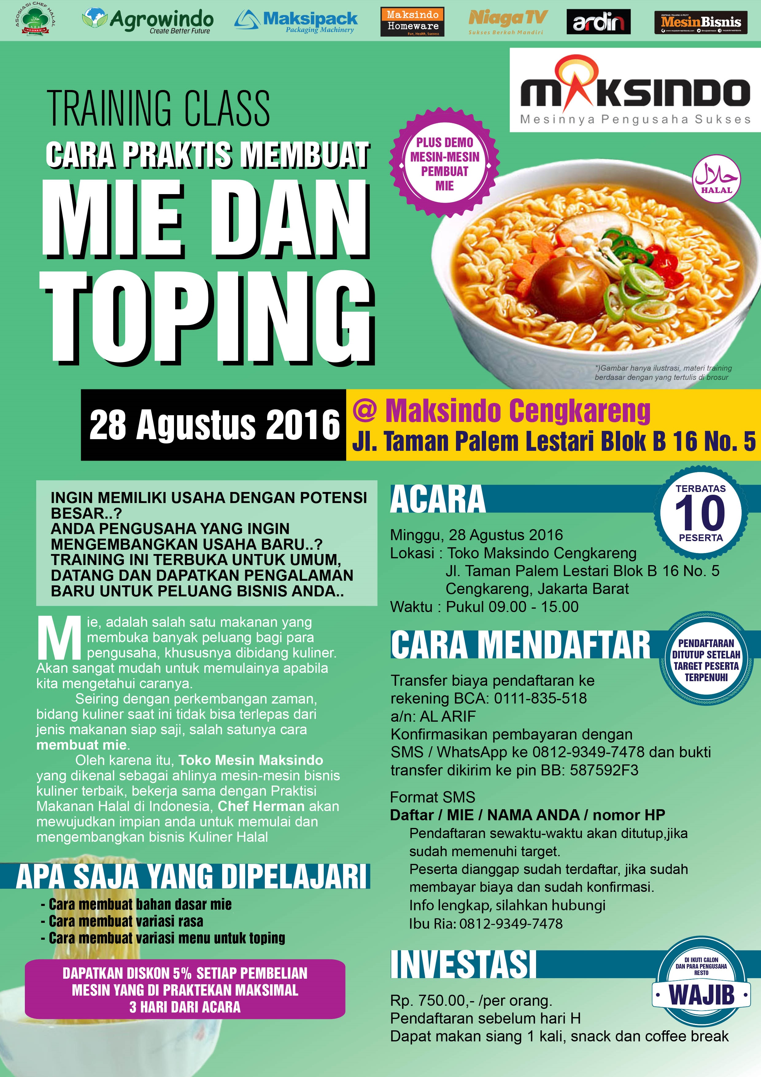 Training Usaha Mie dan Toping di Cengkareng, 28 Agustus 2016