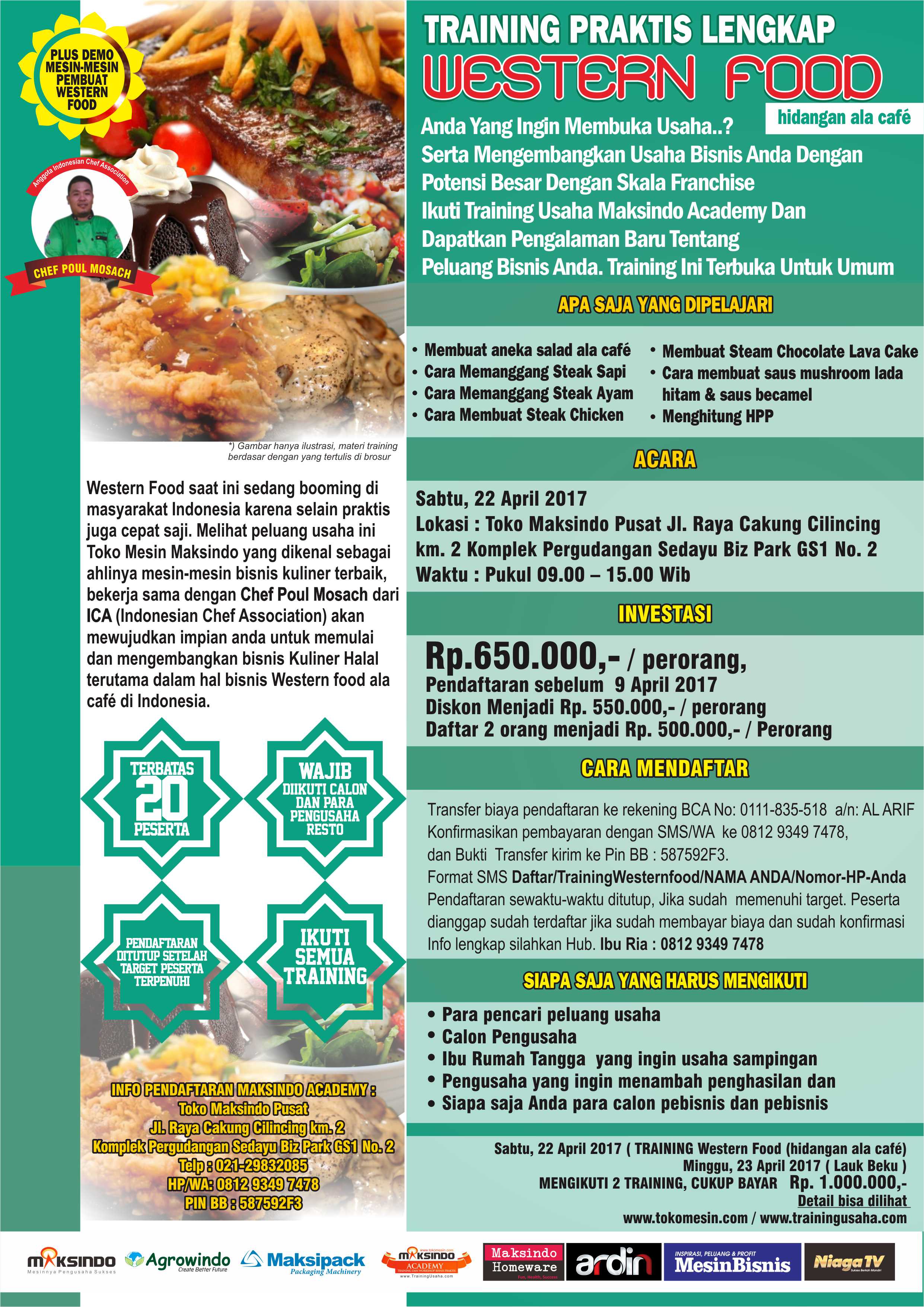 Training Praktis Lengkap Western Food, 22 April 2017