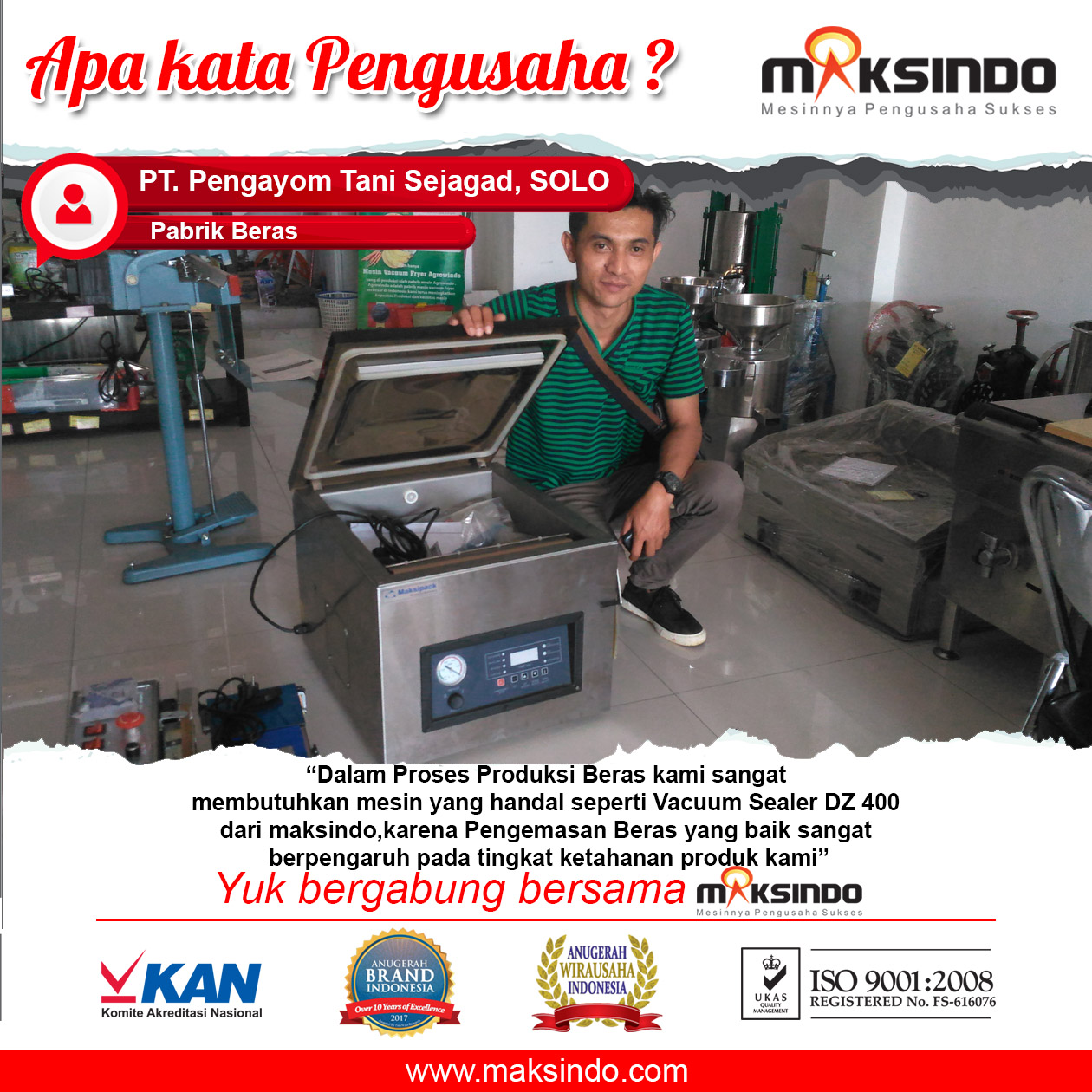 Pabrik Beras : Pengemasan Beras Semakin Mudah dengan Vacuum Sealer Maksindo