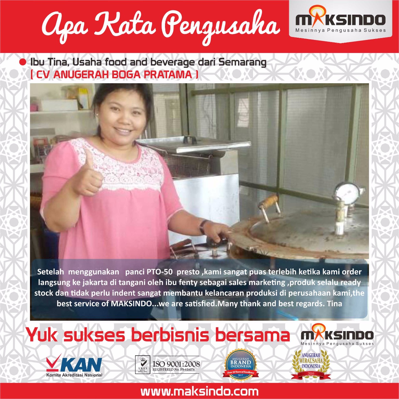 CV Anugerah Boga Pratama : Usaha Kami Tambah Lancar dengan Mesin Presto Maksindo
