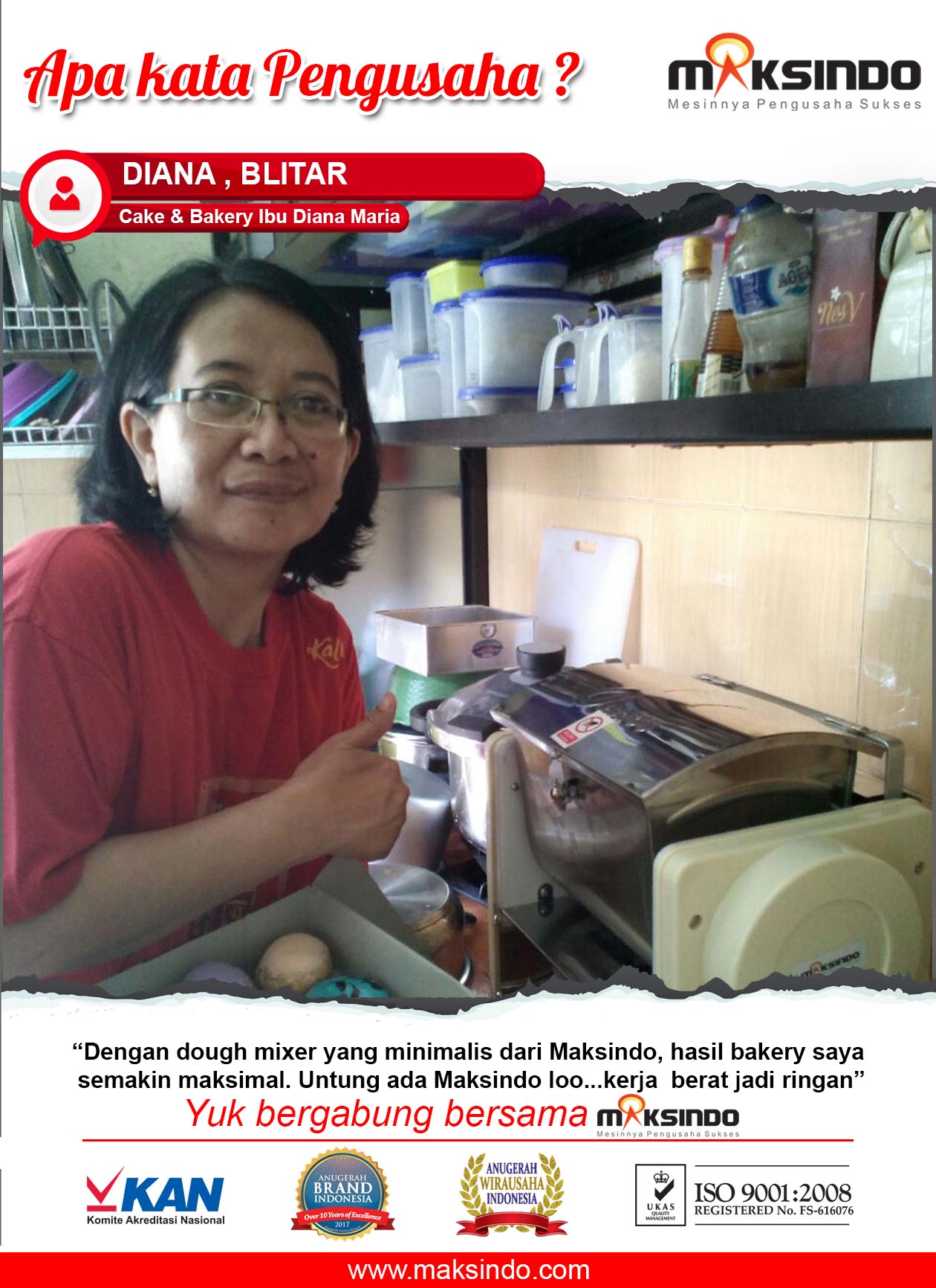 Cake & Bakery Ibu Diana Maria : Usaha Roti Saya Makin Maksimal Dengan Mesin Dough Mixer Maksindo