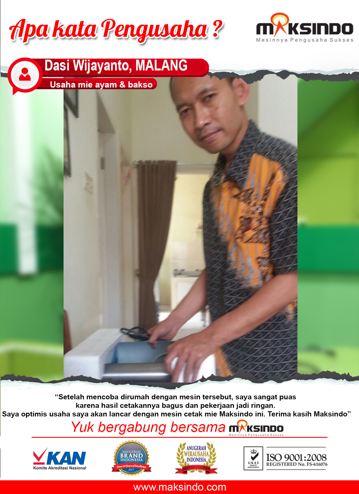 Usaha Mie Ayam dan Bakso : Usaha Saya Makin Lancar Dengan Mesin Cetak Mie