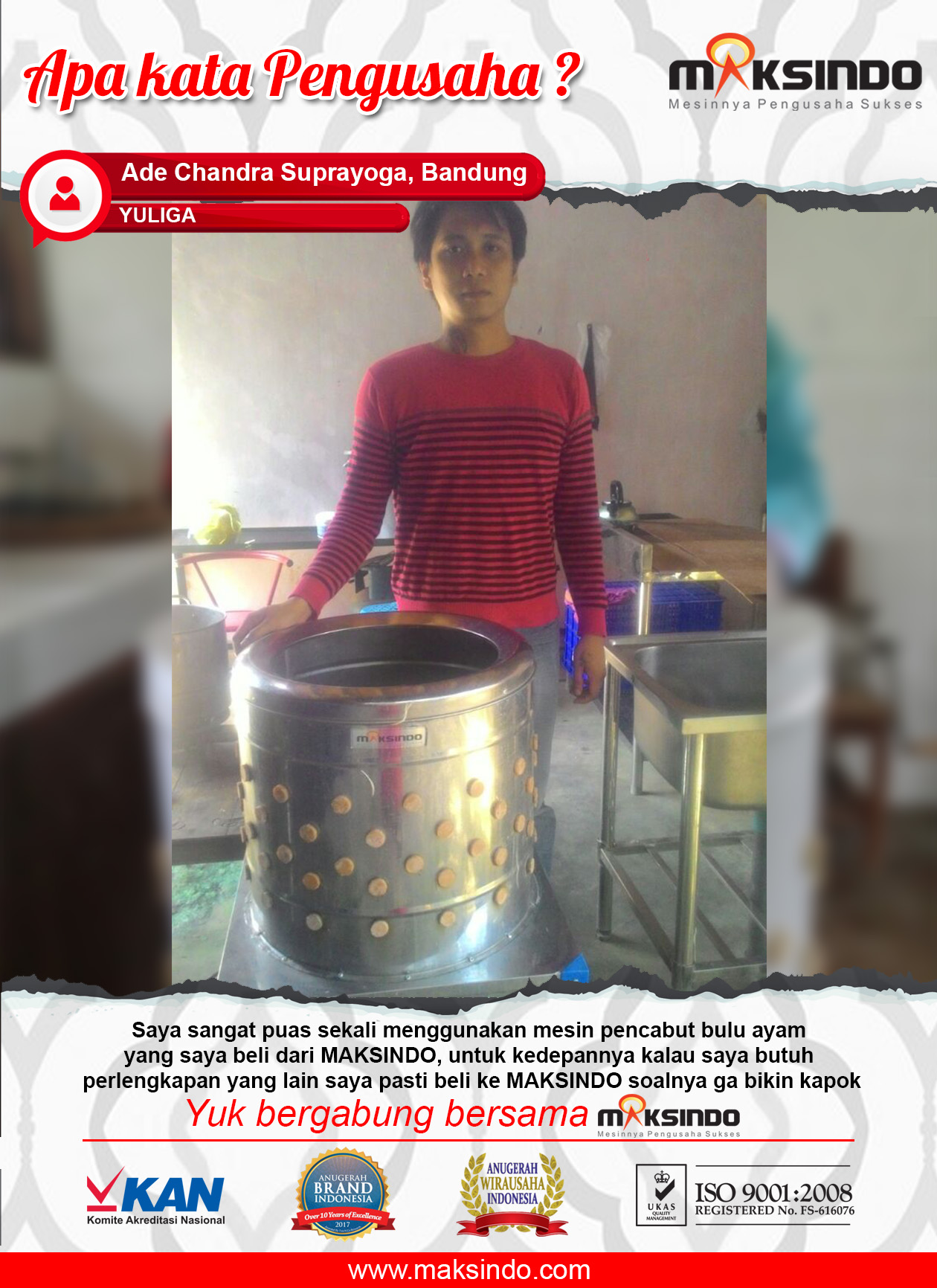 Yuliga : Mesin Pencabut Bulu Ayam Maksindo Memuaskan!