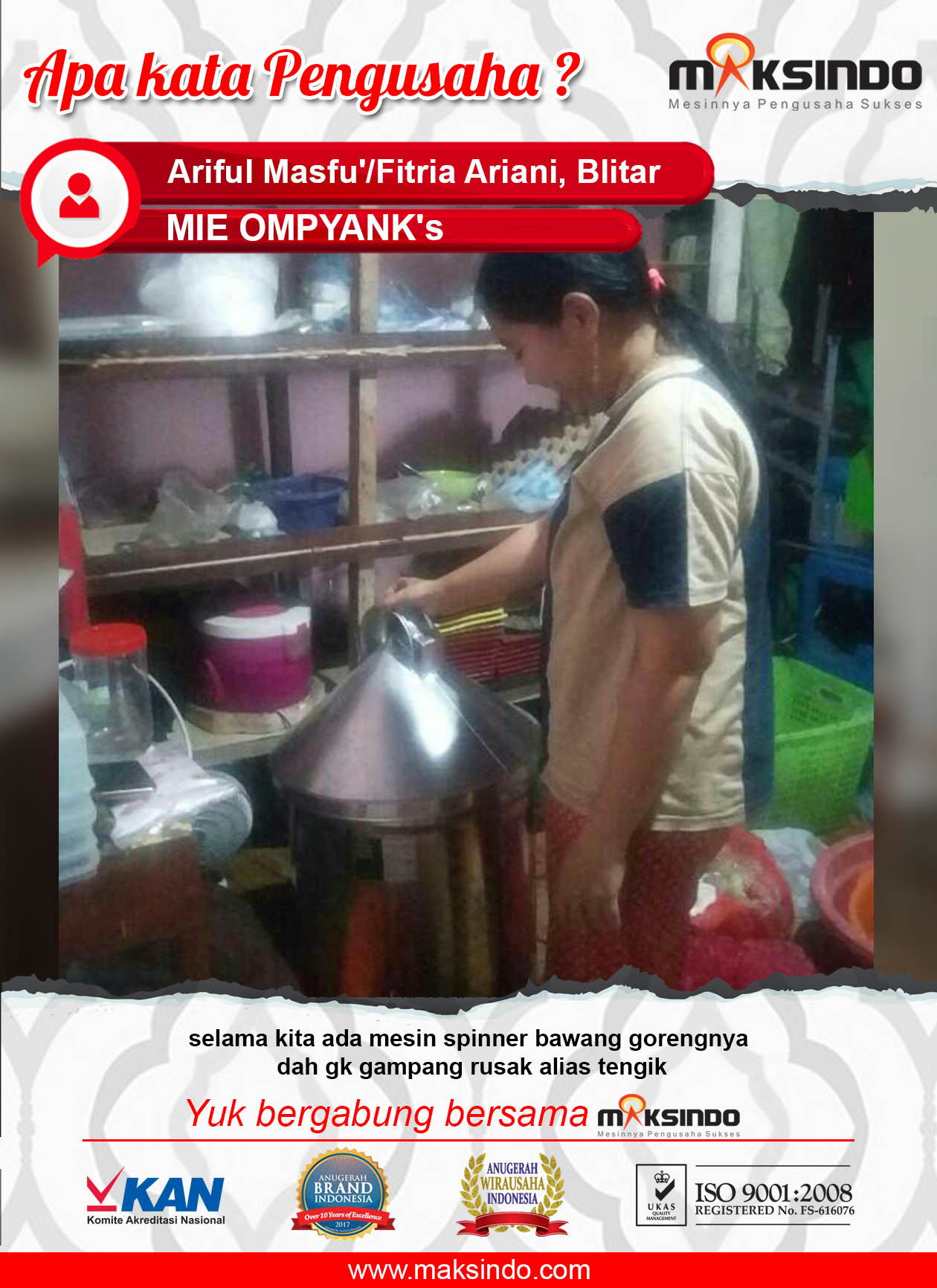 MIE OMPYANK’s : Menggoreng Bawang Tidak Tengik atau Rusak dengan Spinner Maksindo