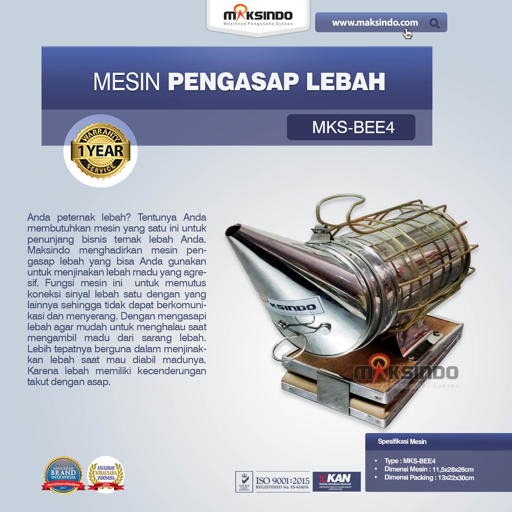 Jual Mesin Pengasap Lebah (MKS-BEE4) di Jakarta