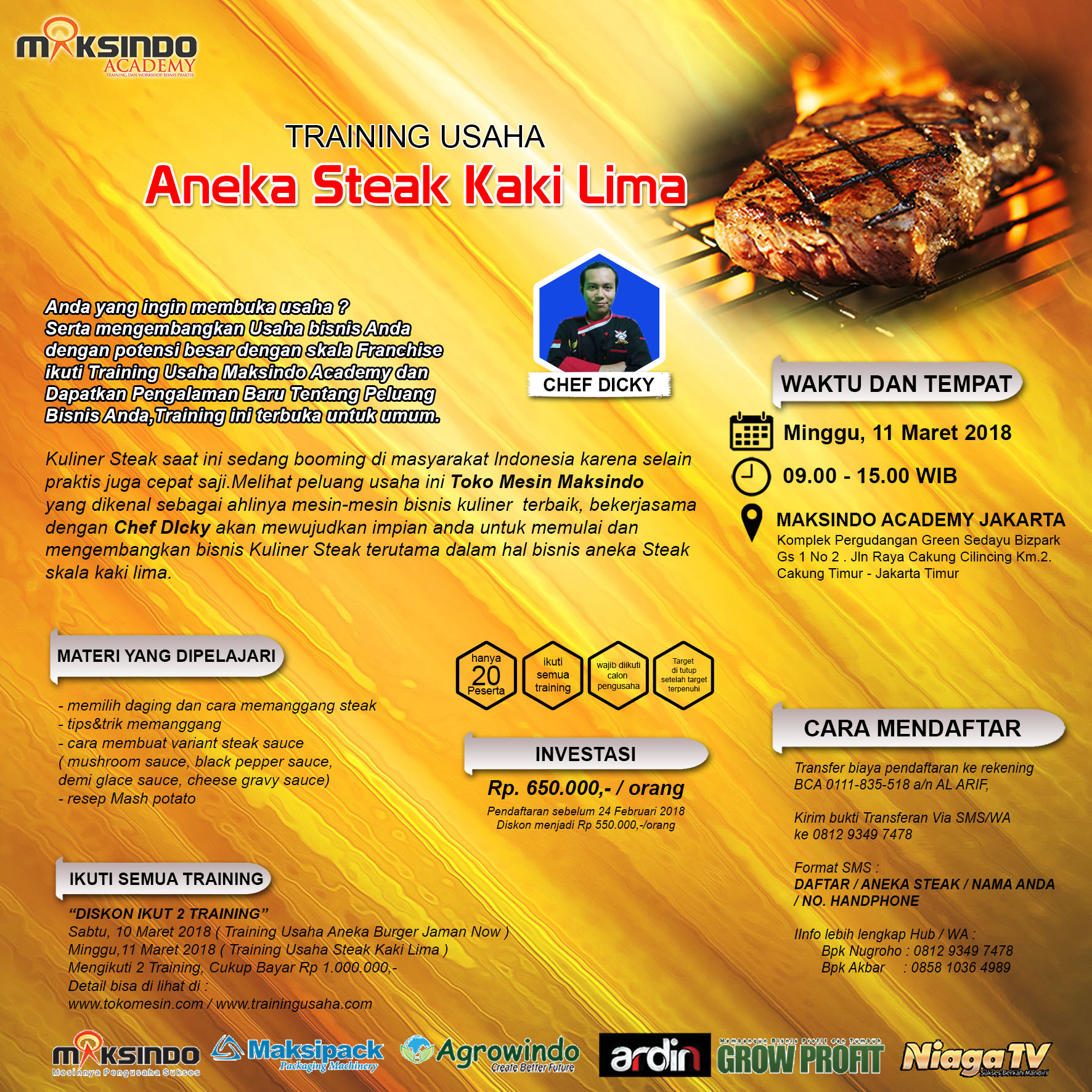 Training Usaha Aneka Steak Kaki Lima, 11 Maret 2018