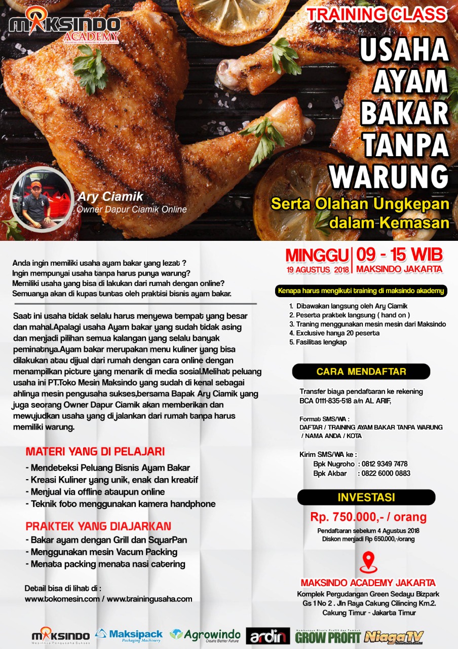 Training Usaha Ayam Bakar Tanpa Warung, 19 Agustus 2018