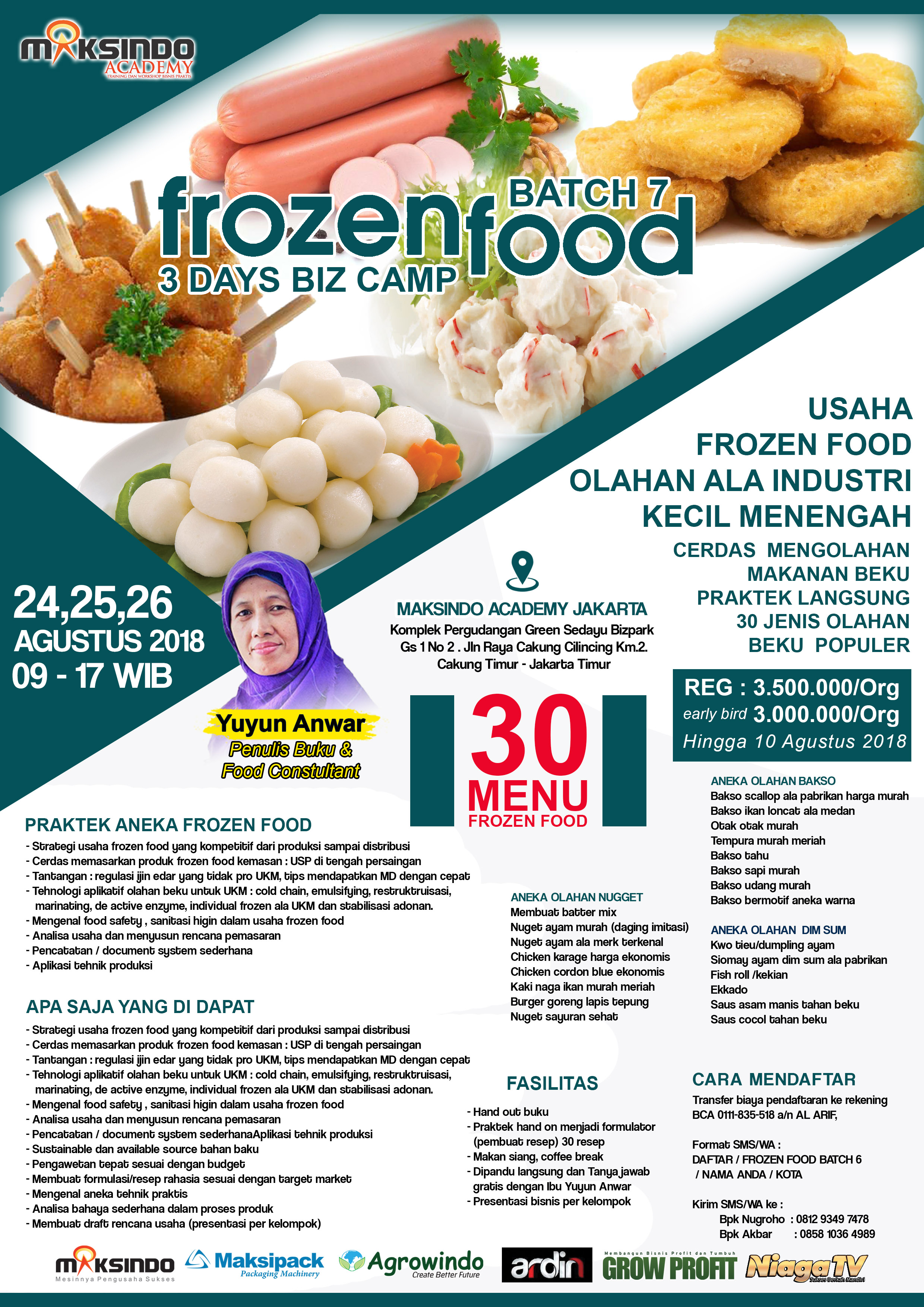 Training Usaha Frozen Food, 24, 25, 26 Agustus 2018