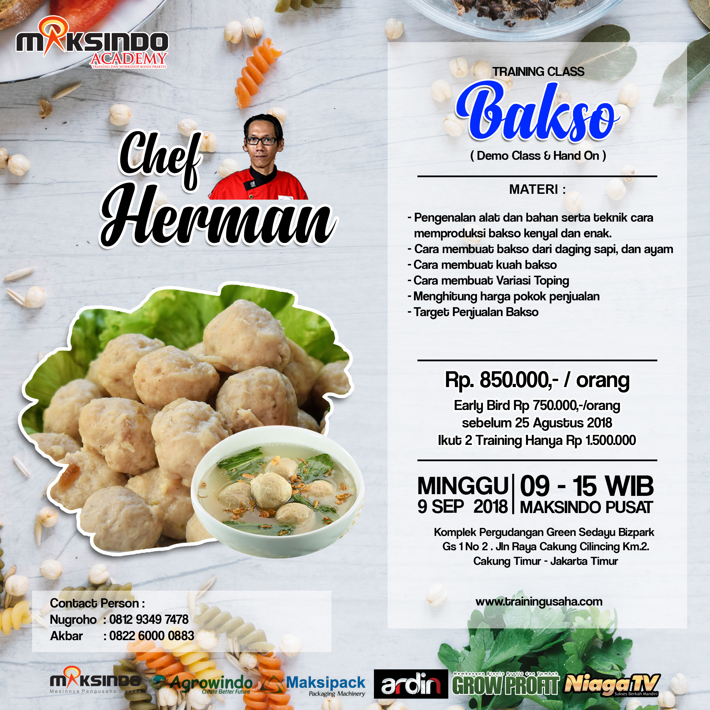 Training Usaha Bakso, Minggu, 9 September 2018