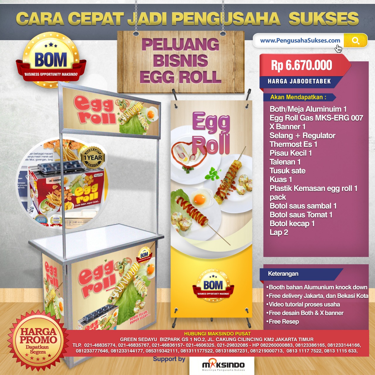 Paket Usaha Egg Roll Gas Progam BOM MKS-ERG007