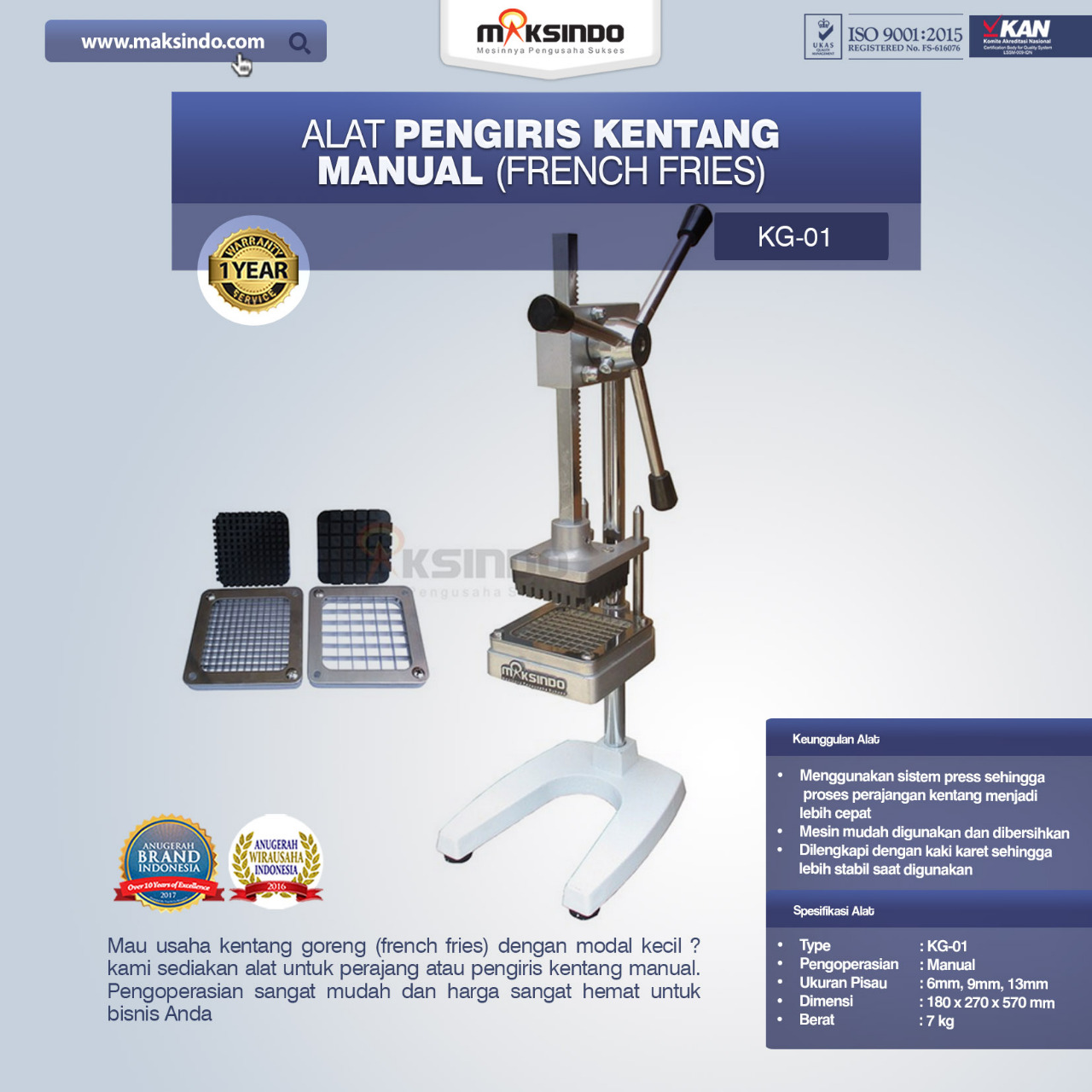 Jual Alat Pengiris Kentang Manual (french fries) di Jakarta