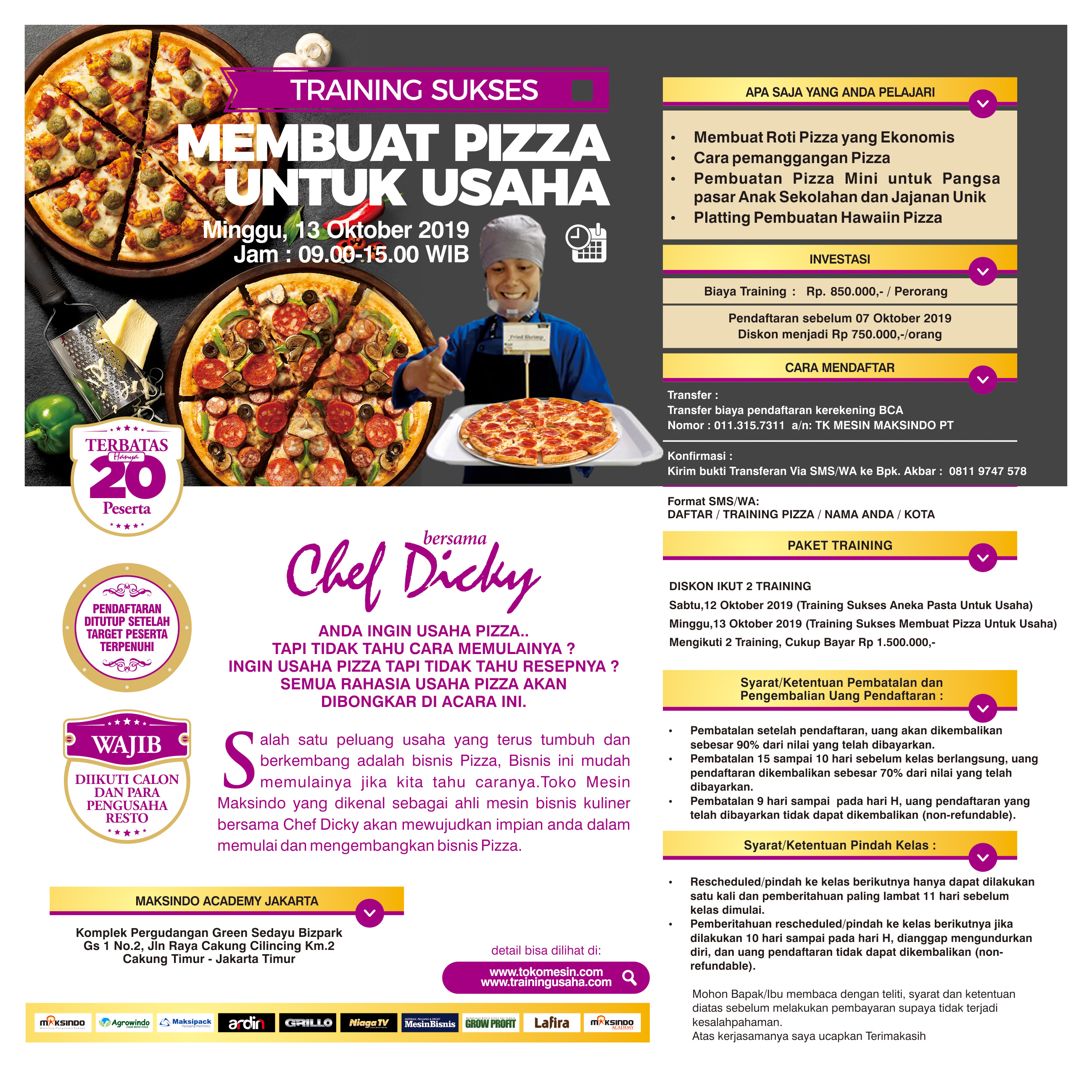 Training Sukses Membuat Pizza Untuk Usaha,Minggu 13 Oktober 2019
