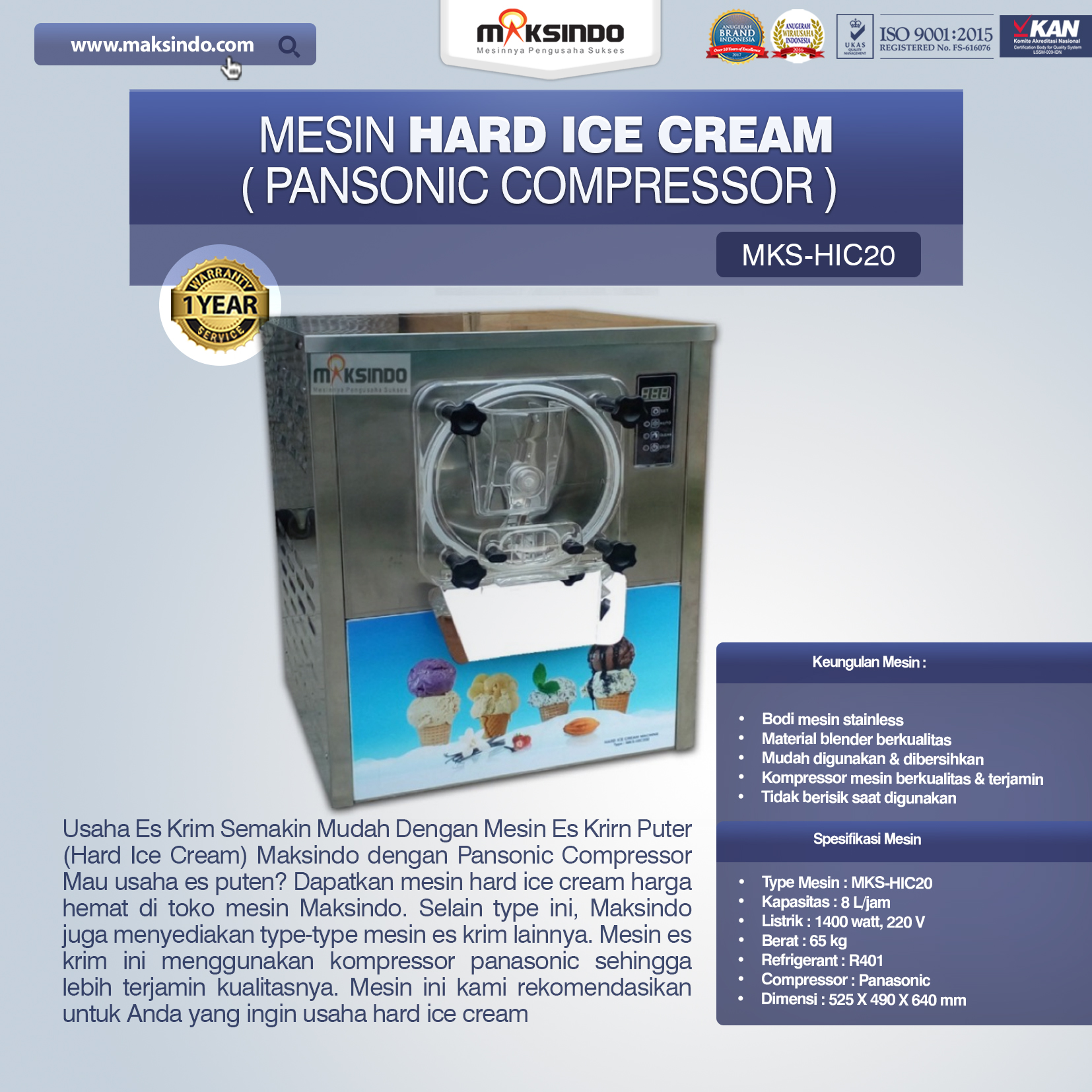 Jual Mesin Hard Ice Cream (HIC20) di Jakarta