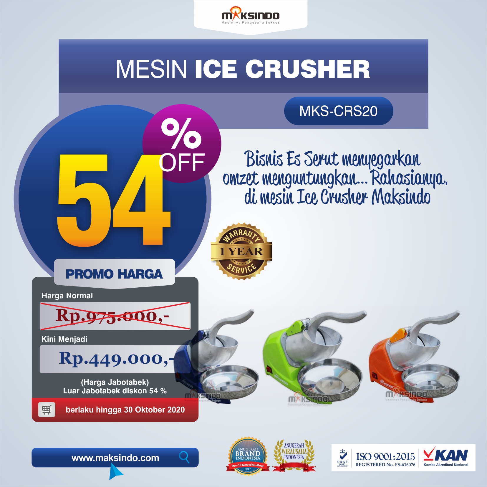 Jual Mesin Ice Crusher MKS-CRS20 di Jakarta