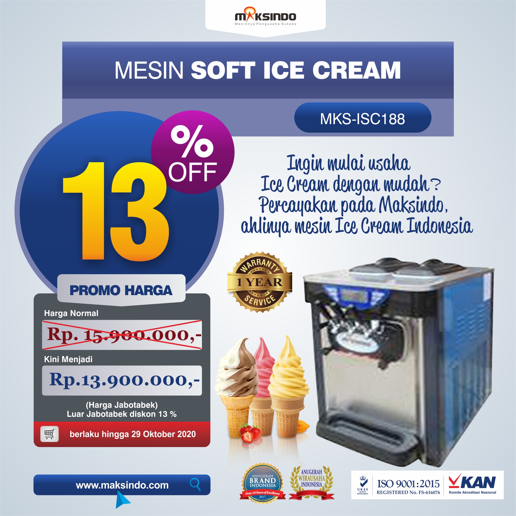 Jual Mesin Soft Ice Cream ISC-188 di Jakarta