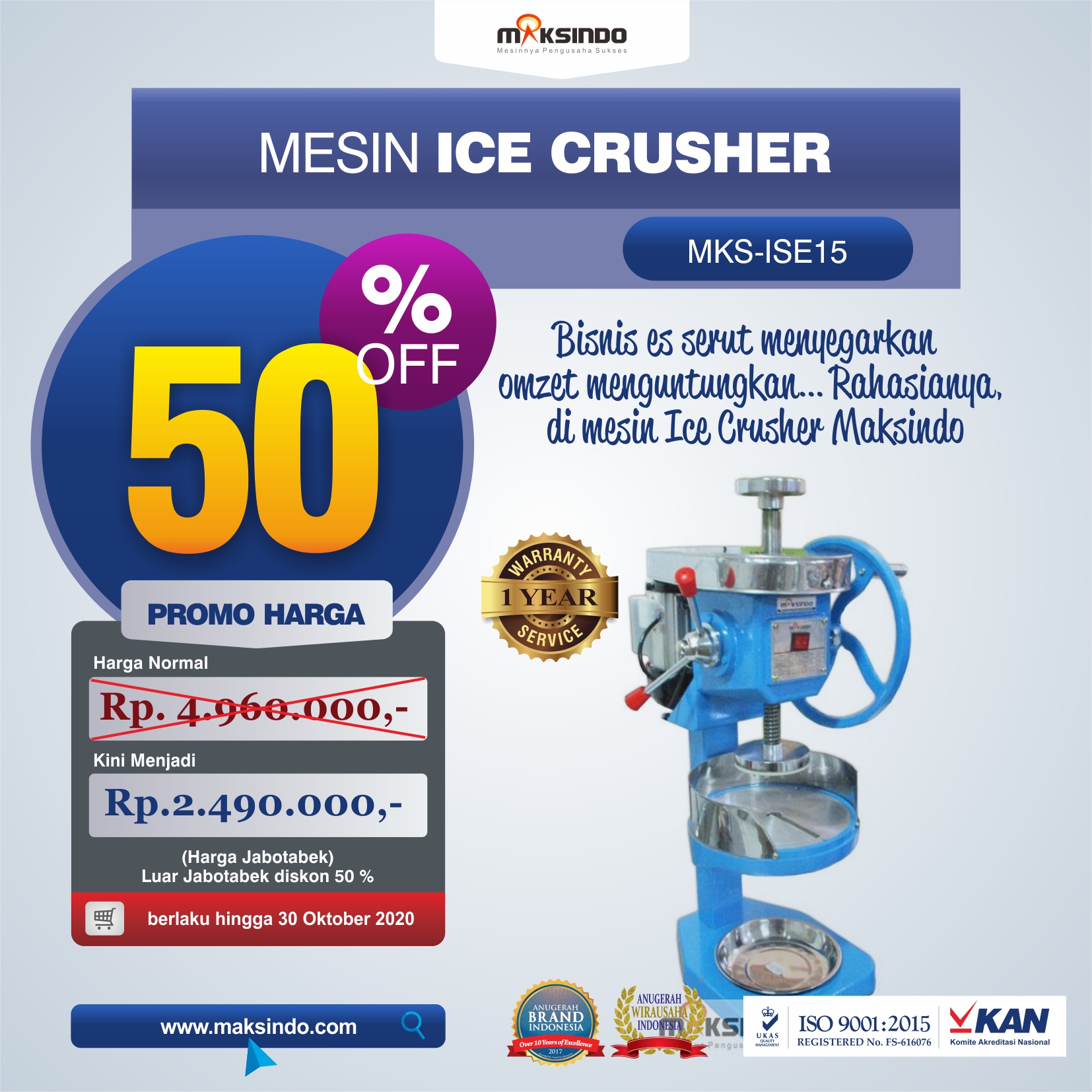 Jual Mesin Ice Crusher MKS-ISE15 Di Jakarta