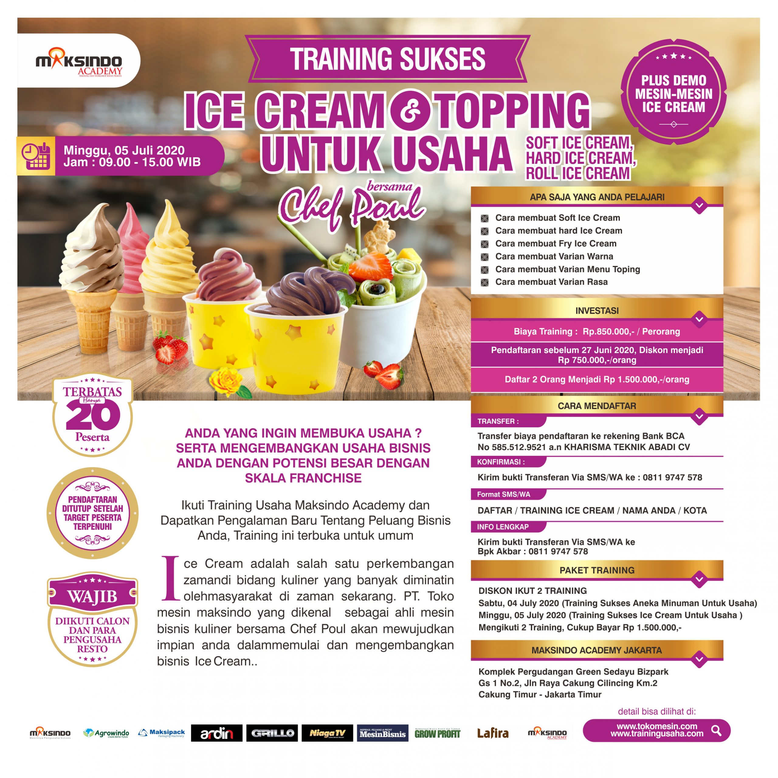 Training Sukses  Ice Cream Dan Topping, Minggu 05 July 2020