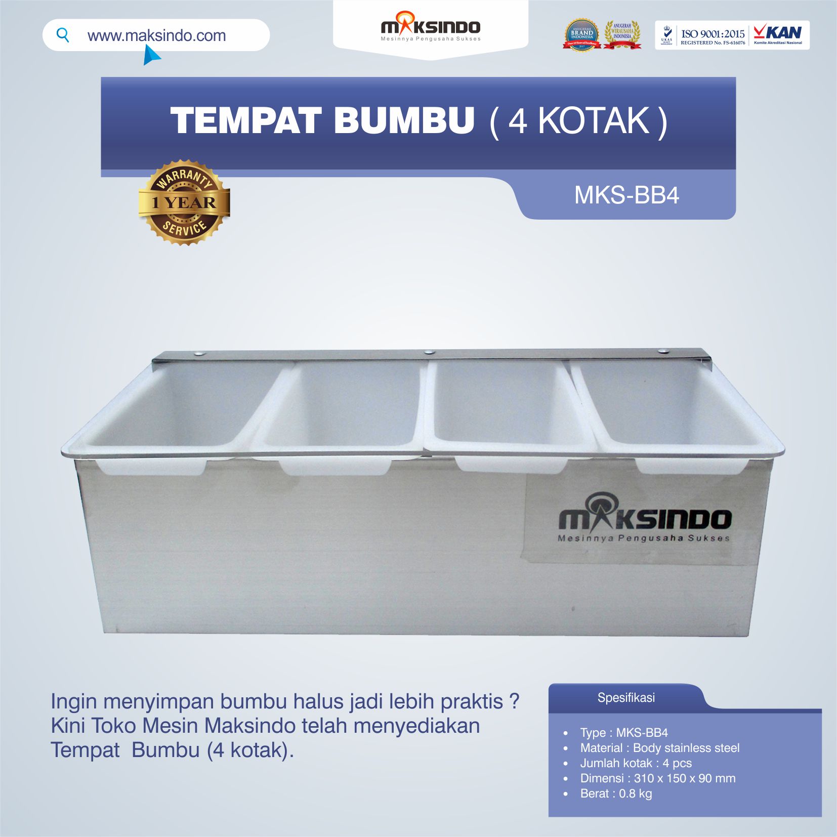 Jual Tempat Bumbu (4 kotak) di Jakarta