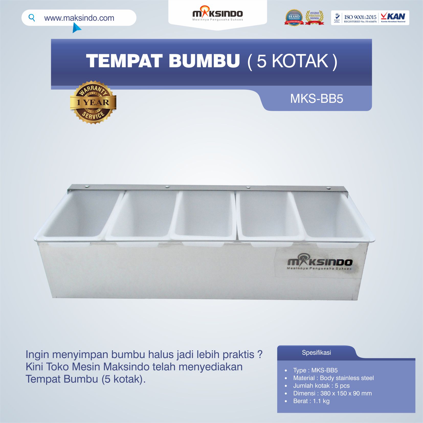 Jual Tempat Bumbu (5 kotak) di Jakarta