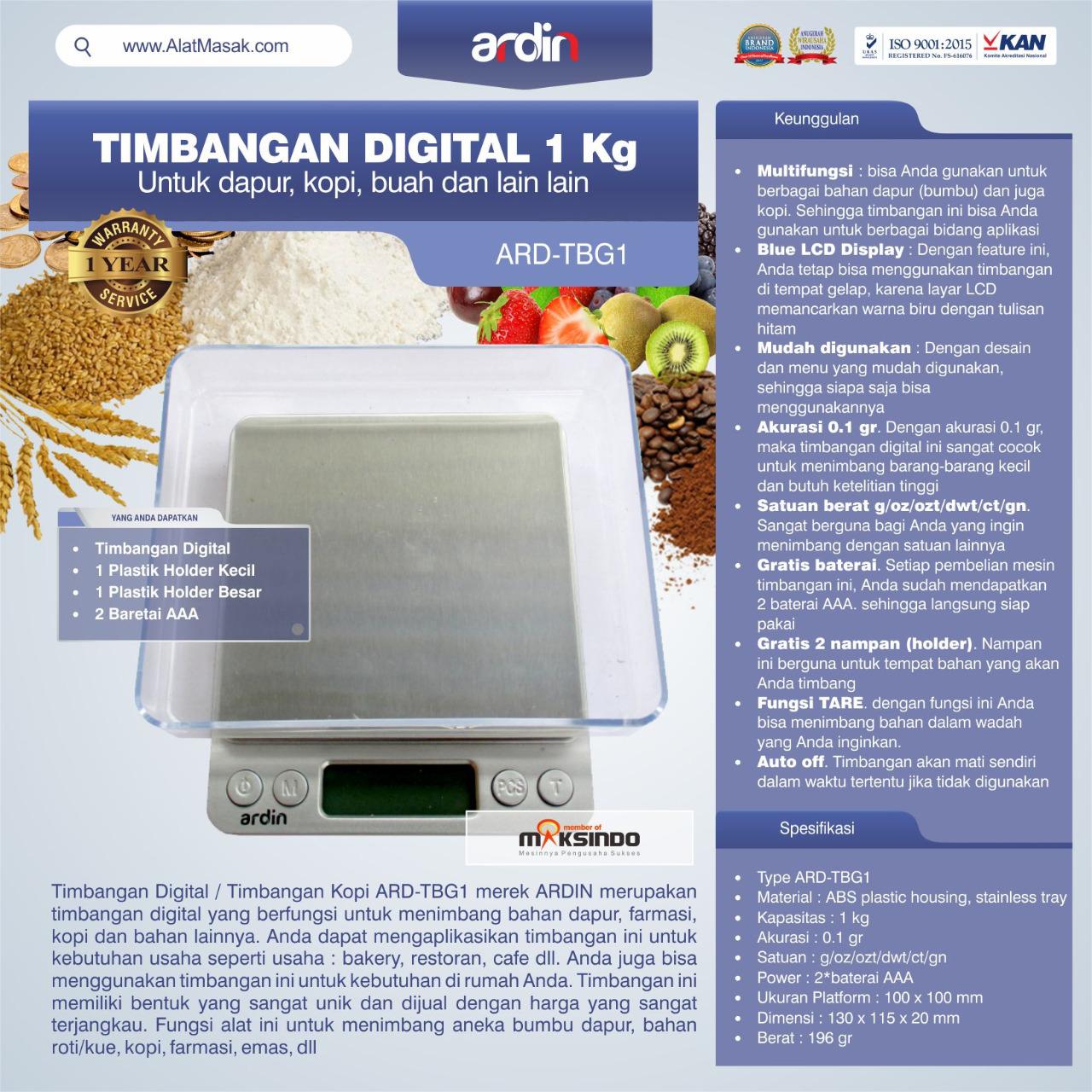 Jual Timbangan Digital Dapur 1 kg / Timbangan Kopi ARD-TBG1 di Jakarta
