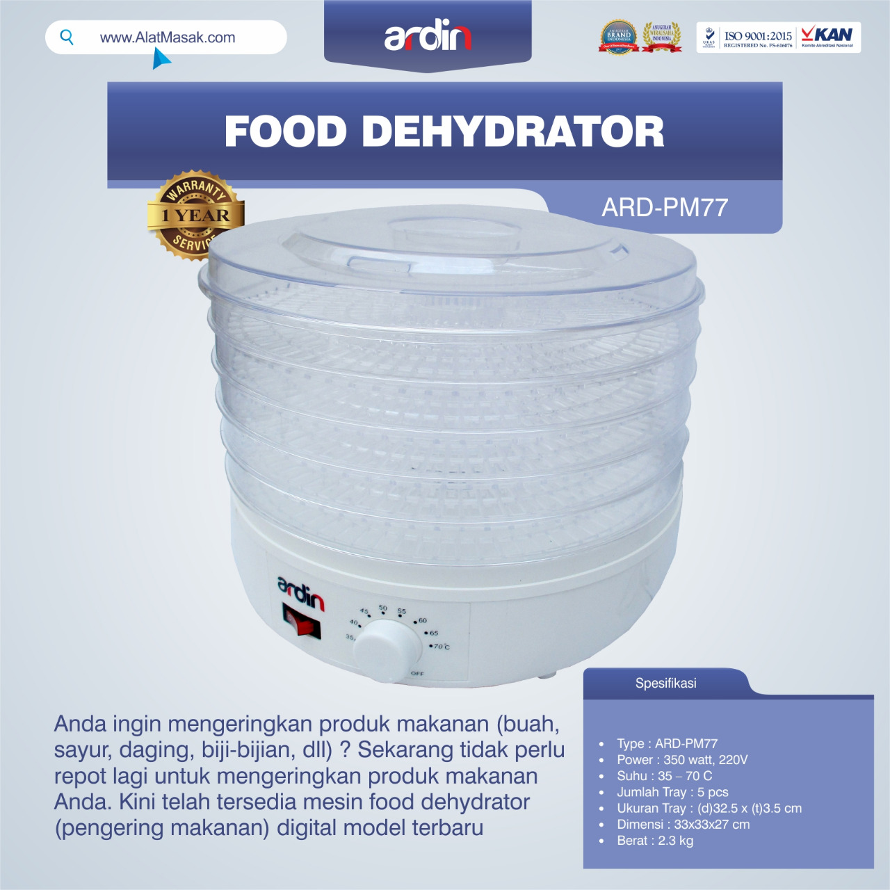 Jual Food Dehydrator ARD-PM77 di Jakarta